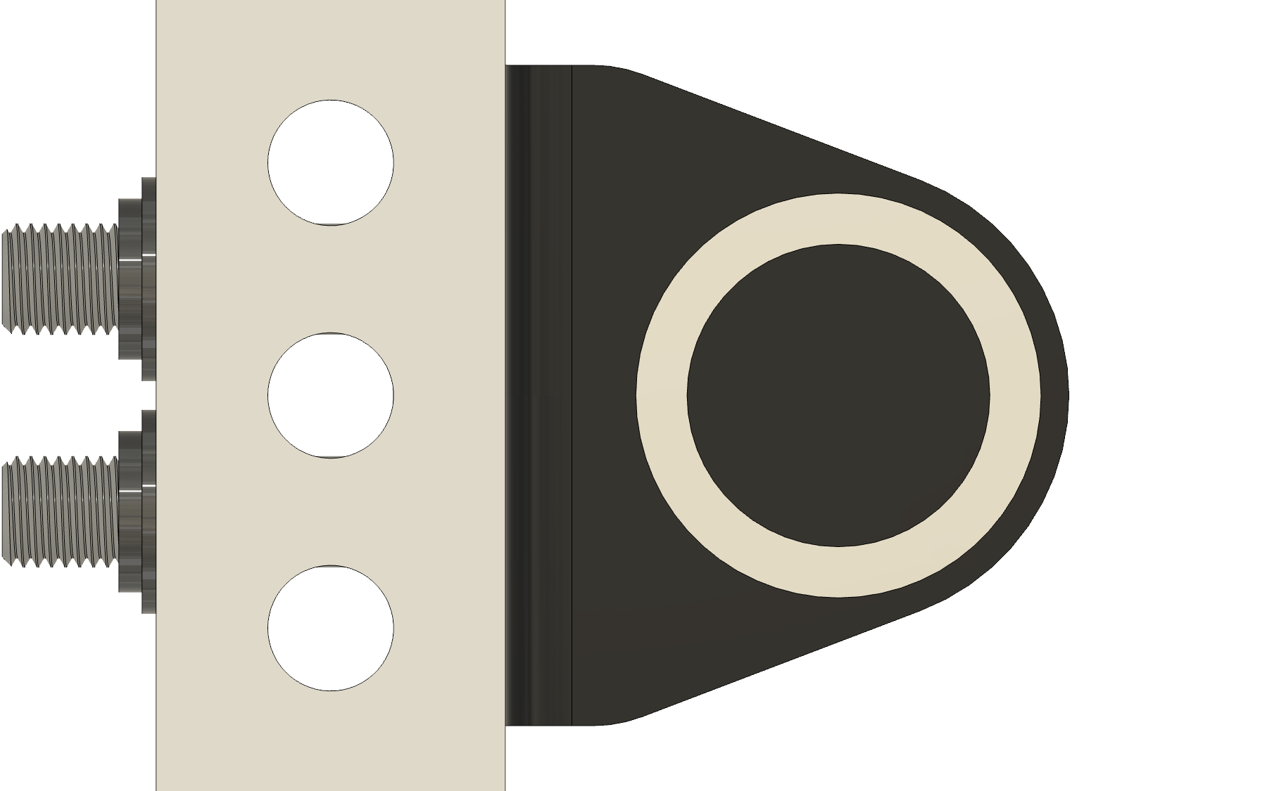 The dock face from the front: the plate tapers from the upright to a round end around the dock's ring.
